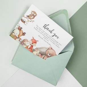 Carte De Remerciements Baby Shower Animaux de la Forêt