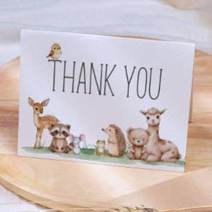 Carte De Remerciements Baby Shower Animaux de la Forêt Bohème