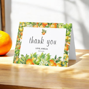 Carte De Remerciements Baby Shower Aquarelle Jardin de Citron Frais
