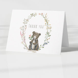 Carte De Remerciements Baby shower aquarelle ours animaux de la forêt rus