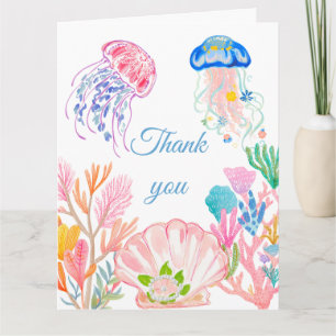 Carte De Remerciements Baby Shower aquarelle sous la mer 