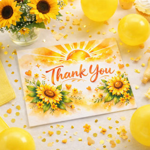 Carte De Remerciements Baby shower aquarelle tournesol