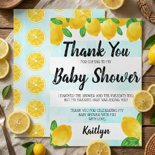 Carte De Remerciements Baby Shower Arbre Citron Aquarelle Moderne