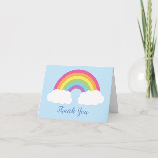 Carte De Remerciements Baby shower arc-en-ciel (Devant)