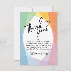 Carte De Remerciements Baby shower arc-en-ciel Abstrait