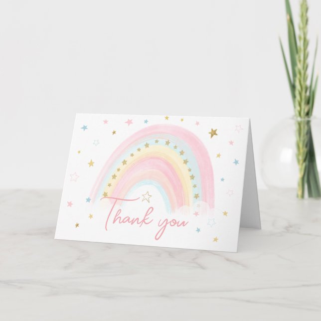 Carte De Remerciements Baby shower arc-en-ciel Boho (Devant)