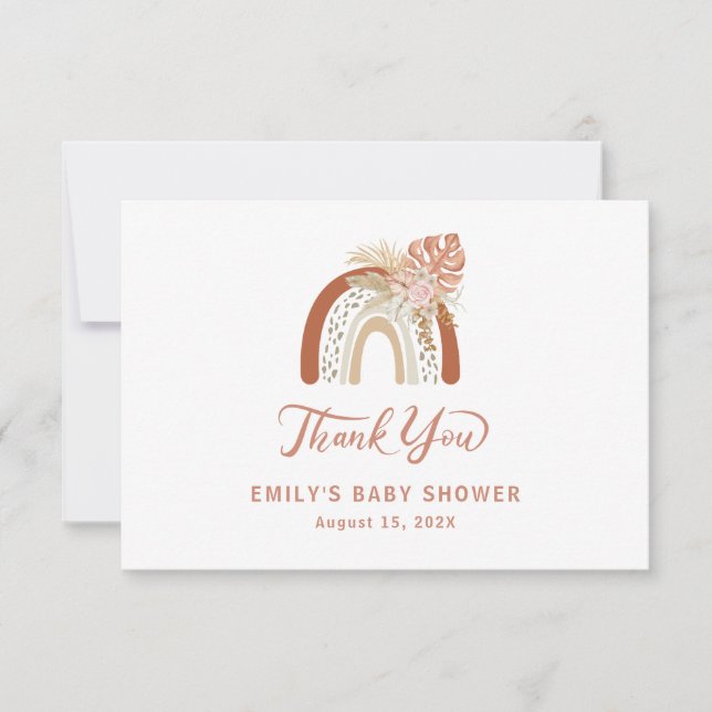 Carte De Remerciements Baby shower arc-en-ciel Boho (Devant)