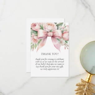 Carte De Remerciements Baby Shower Arc-en-ciel Floral Rose Tendre