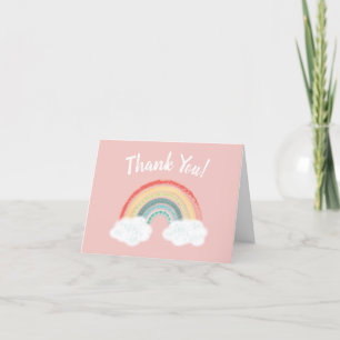 Carte De Remerciements Baby shower arc-en-ciel rose