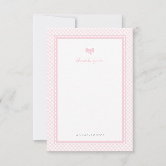 Carte De Remerciements baby shower arc rose En vichy (Devant)