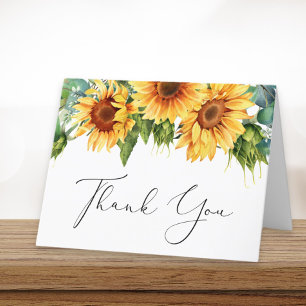 Carte De Remerciements Baby Shower au Tournesol et Eucalyptus Aquarelle