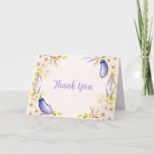 Carte De Remerciements Baby Shower Aubergine Fleur de Lavande de Printemp