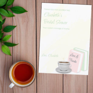 Carte De Remerciements Baby Shower autour du Thé et des Livres