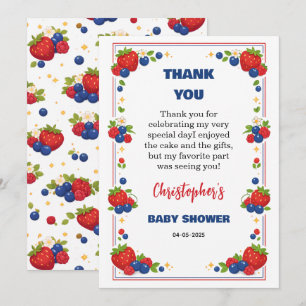 Carte De Remerciements Baby Shower aux Fraises et Myrtilles Baby Sweet