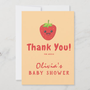 Carte De Remerciements Baby shower aux fraises Little Cutie