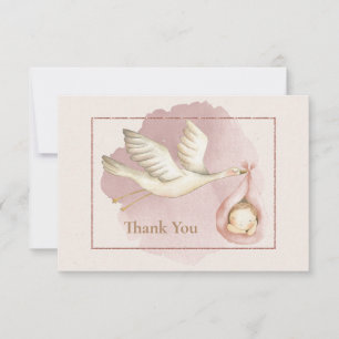 Carte de remerciements baby shower avec Stork et B