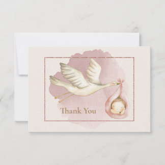 Carte de remerciements baby shower avec Stork et B