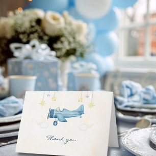 Carte De Remerciements Baby Shower Avion Fantaisiste Bienvenue Bébé Garço