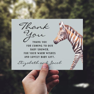 Carte de remerciements Baby shower Baby Zebra