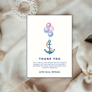 Carte De Remerciements Baby shower Ballons d'Ancres Nautiques Minuscules