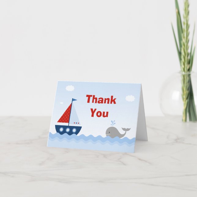 Carte de remerciements Baby shower bateau (Devant)