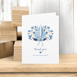 Carte De Remerciements Baby Shower Bateaux Bleus & Arcs