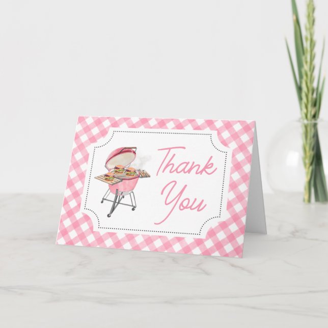 Carte De Remerciements Baby shower BBQ Burger Rose (Devant)