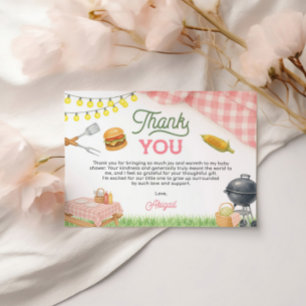 Carte De Remerciements Baby shower BBQ rose 5x3.5