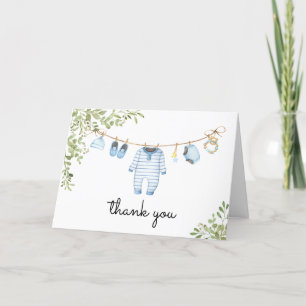 Carte De Remerciements Baby shower Bébé bleu