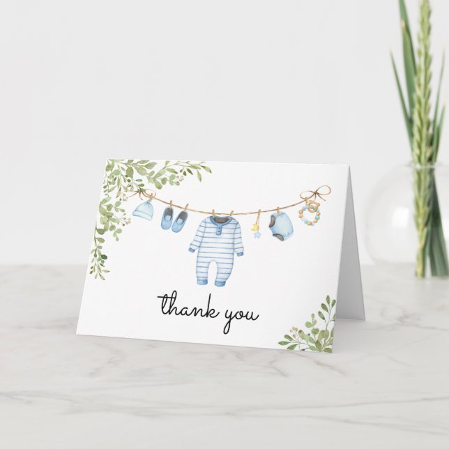 Carte De Remerciements Baby shower Bébé bleu (Devant)