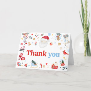 Carte De Remerciements Baby shower bébé Blue Père Noël