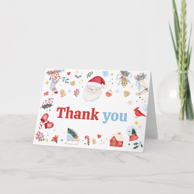 Carte De Remerciements Baby shower bébé Blue Père Noël (Devant)