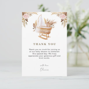 Carte De Remerciements Baby shower blanc à l'aquarelle