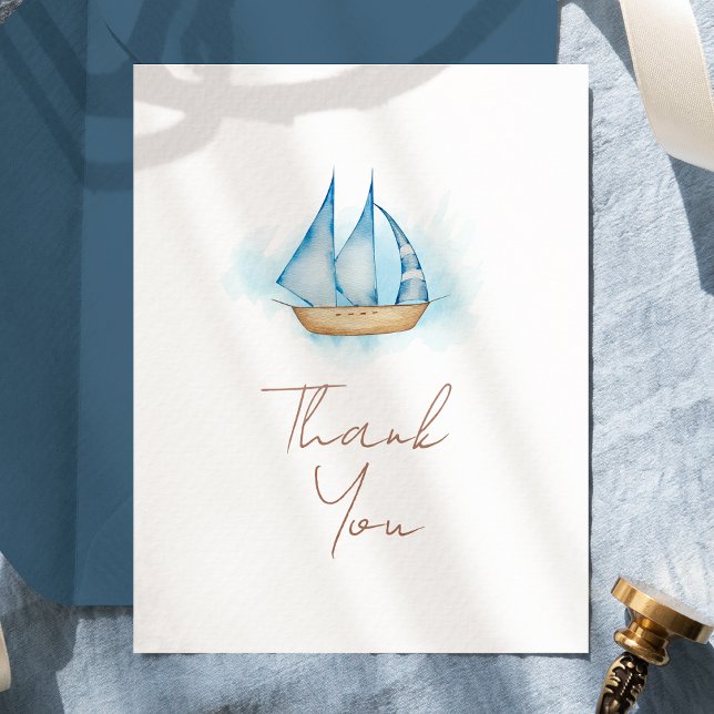 Carte De Remerciements Baby shower blanc aventure nautique (Créateur téléchargé)