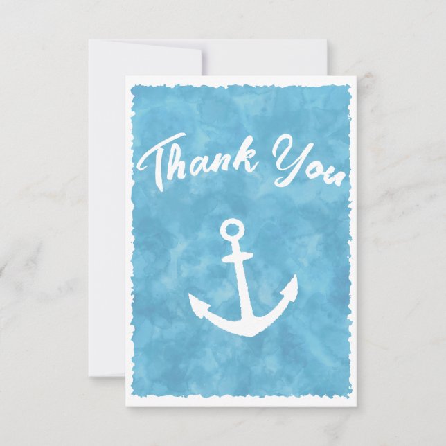Carte De Remerciements Baby shower bleu Ancre nautique (Devant)