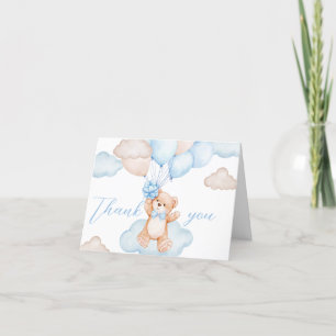 Carte De Remerciements Baby shower bleu Bear Bear Balloon