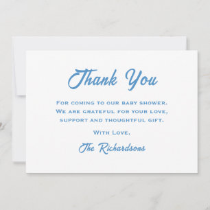 Carte De Remerciements Baby shower Bleu Blanc Amusant Trendy Adventure At