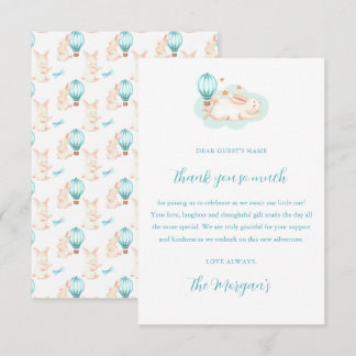 Carte De Remerciements Baby shower bleu Bunny Dreams