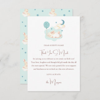Carte De Remerciements Baby shower bleu Bunny Dreams