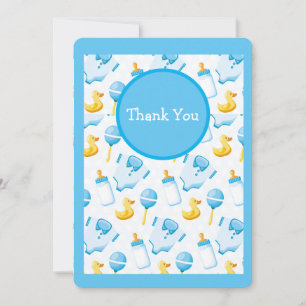 Carte De Remerciements Baby shower bleu canard jaune mignon