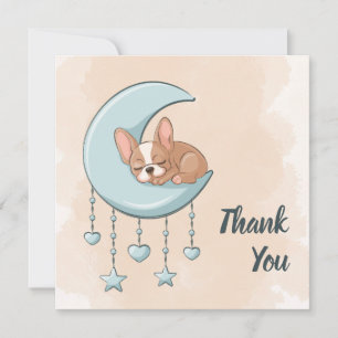 Carte De Remerciements Baby shower Bleu Chien Chien Chien Chien Mur Franç