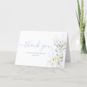 Carte De Remerciements Baby Shower Bleu Floral