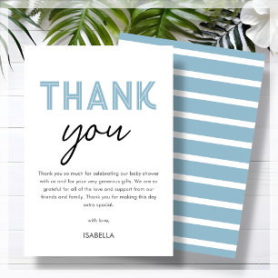 Carte De Remerciements Baby shower bleu moderne
