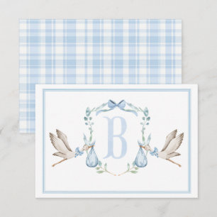 Carte De Remerciements Baby Shower Bleu Prépa Sudiste pour Petit Garçon