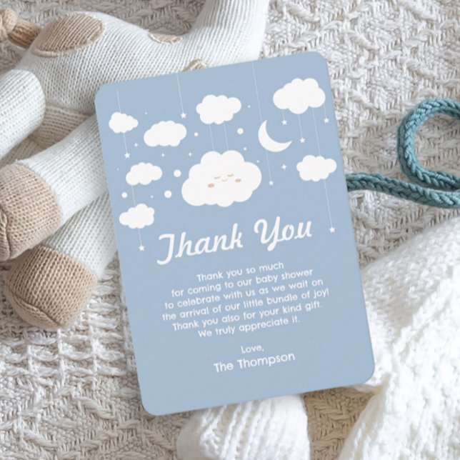 Carte De Remerciements Baby shower Blue Cloud (Créateur téléchargé)