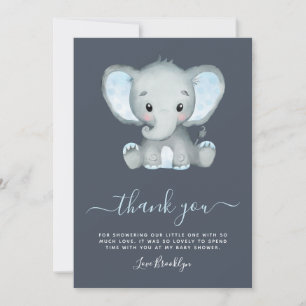 Carte De Remerciements Baby shower Blue Elephant Boy