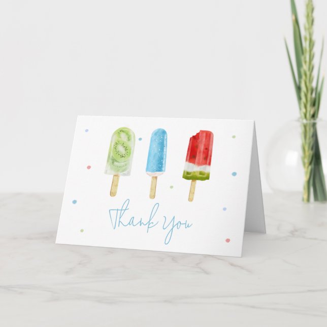 Carte De Remerciements Baby shower Blue Popsicle (Devant)