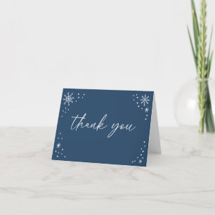 Carte De Remerciements Baby shower Blue Snowflake