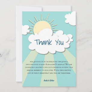 Carte De Remerciements Baby shower Blue Sunshine moderne