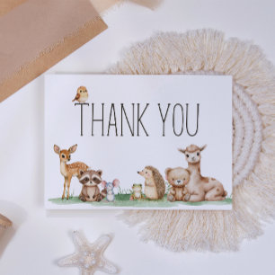 Carte De Remerciements Baby Shower Bohème Animaux de la Forêt